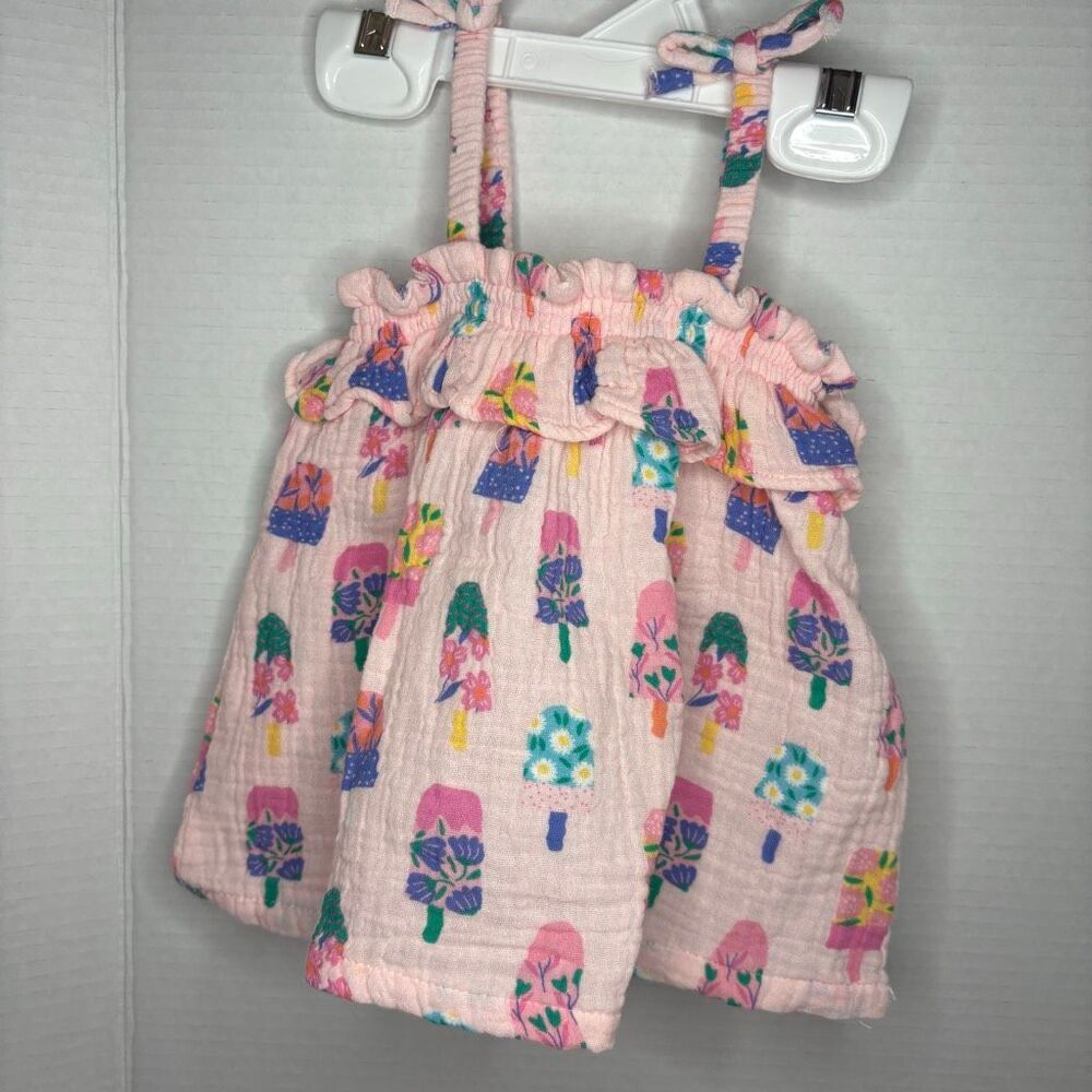 Angel Dear Baby Girl Ruffle Top and Bloomer Pink Floral Popsicles 12-18M NWT